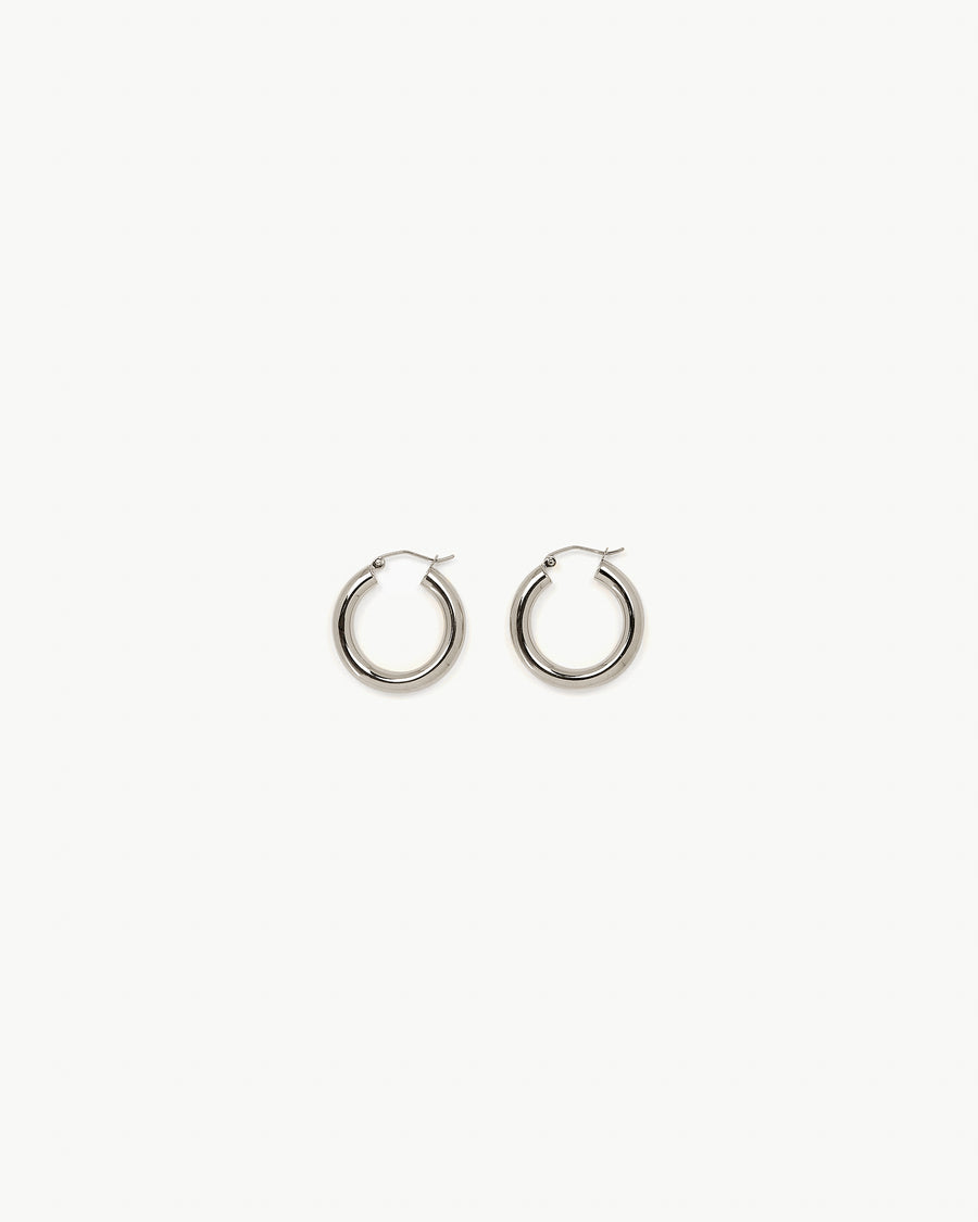 THE SMALL TUBE HOOPS - WHITE GOLD