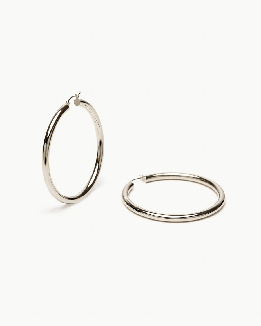 THE LARGE TUBE HOOPS - WHITE GOLD