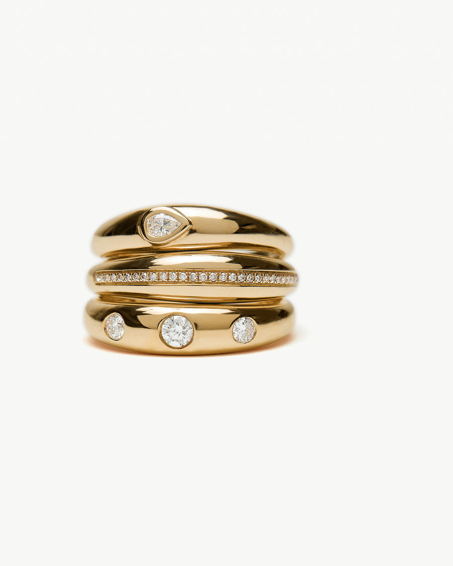 THE DOME RING WITH THREE ROUND DIAMONDS